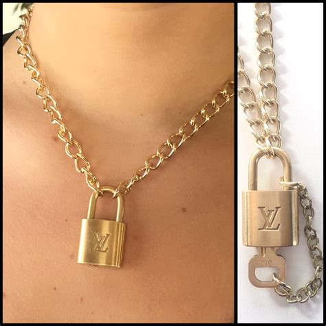 gold lv lock necklace|14k louis vuitton necklace.